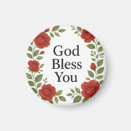 Gud Välsigne Dig Religiös Ros Blommig Magnet