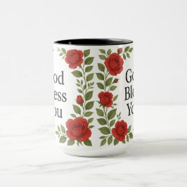 Gud Välsigne Dig Religiös Ros Blommig Mugg