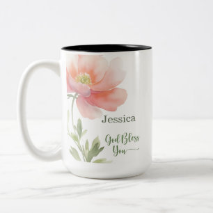 Gud välsigne dig Uppmuntra Stöd Vattenfärg Blomma Två-Tonad Mugg