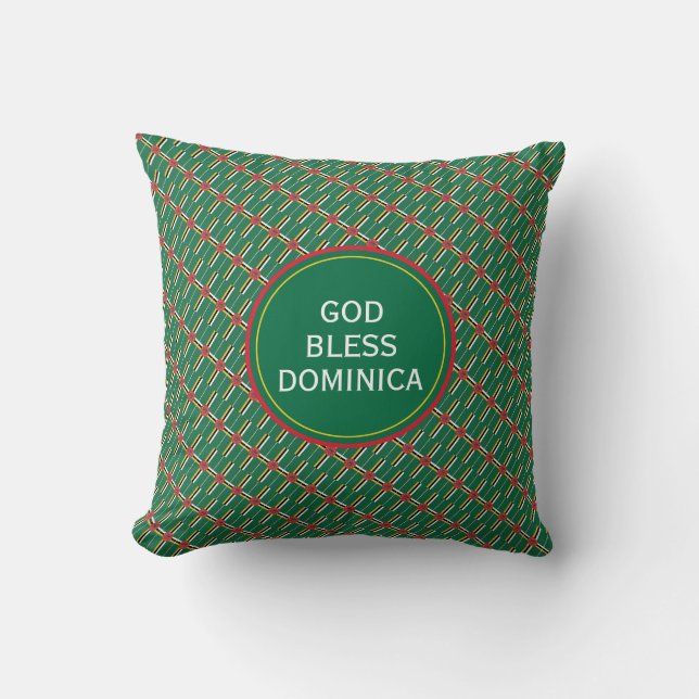 GUD VÄLSIGNE DOMINICA Inspirerande dominikansk fla Kudde (Framsida)