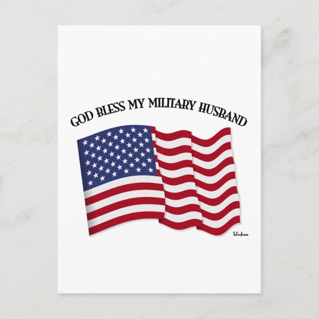 GUD VÄLSIGNE MIN MILITÄRA MAKE med USA-flagga Vykort (Framsida)