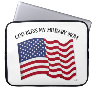 GUD VÄLSIGNE MIN MILITÄRA MAMMA med USA-flagga Laptop Fodral