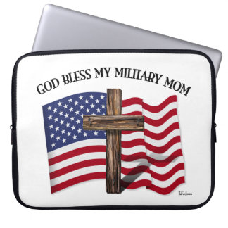 GUD VÄLSIGNE MIN MILITÄRA MAMMA robust kors & USA- Laptop Fodral