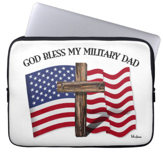 GUD VÄLSIGNE MIN MILITÄRA PAPPA, robust kors & USA Laptop Fodral