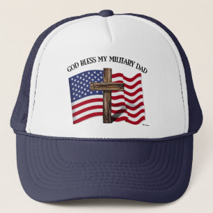 GUD VÄLSIGNE MIN MILITÄRA PAPPAA, robust kors & US Truckerkeps