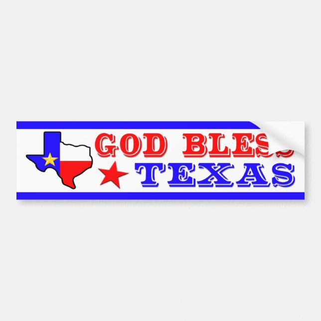 Gud välsigne Texas Bildekal (Framsidan)