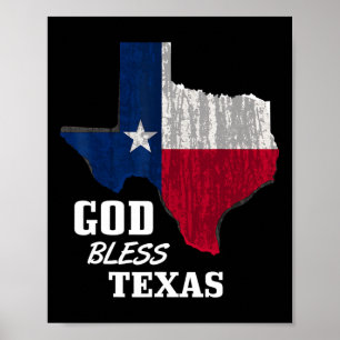Gud välsigne Texas Flagga Texas Självständighetsda Poster