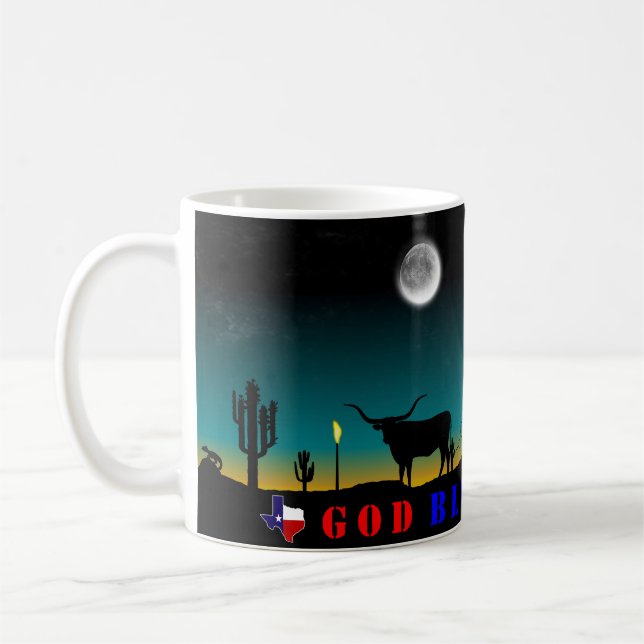 Gud välsigne Texas Lone Star State Kaffemugg (Vänster)
