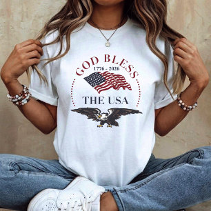 Gud välsigne USA – 1776–2026 Patriotisk Örn T Shirt
