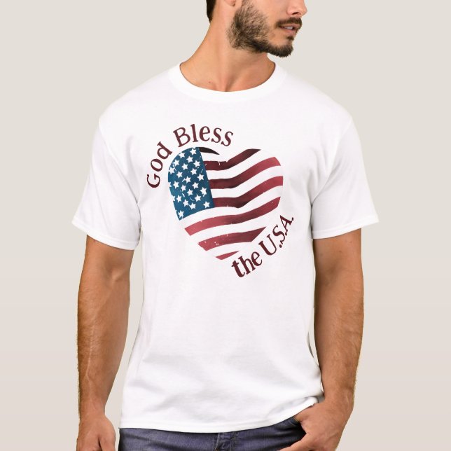 Gud välsigne USA Amerika  T Shirt (Framsida)