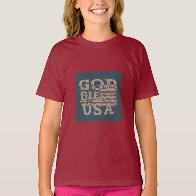 Gud välsigne USA-design  T Shirt (Framsida)