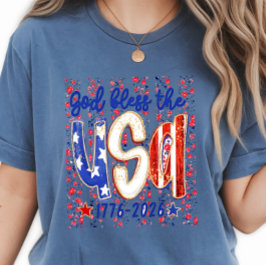 Gud välsigne USA - Ditsy blommig 4 juli T Shirt