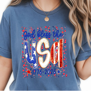 Gud välsigne USA - Ditsy blommig 4 juli T Shirt