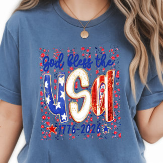 Gud välsigne USA - Ditsy blommig 4 juli  T Shirt