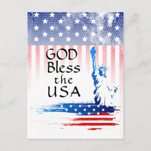 Gud välsigne USA Frihetsgudinnan, amerikanska flag Vykort