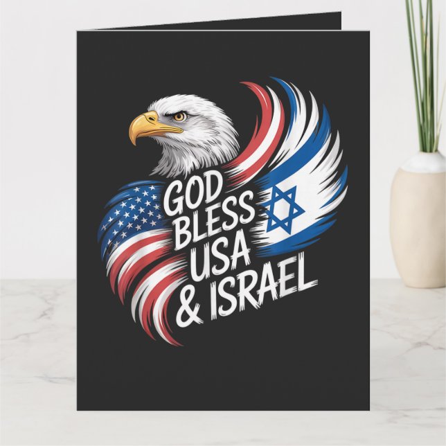 Gud välsigne USA Israel Kort (Framsida)