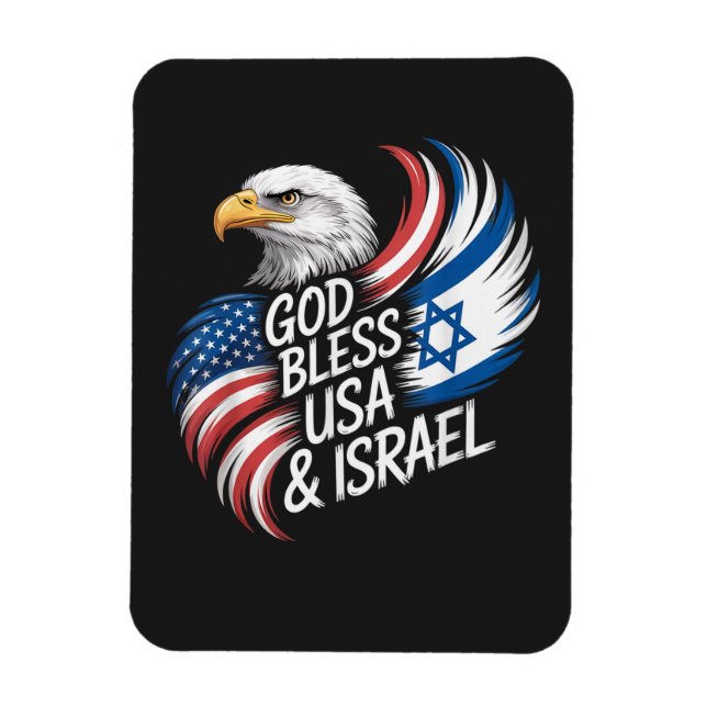 Gud välsigne USA Israel Magnet (Vertikal)