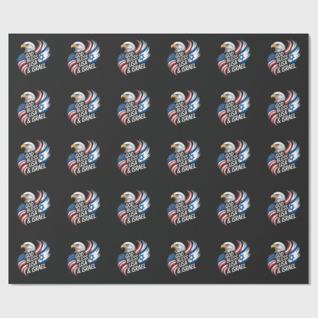 Gud välsigne USA Israel Presentpapper (Platt)