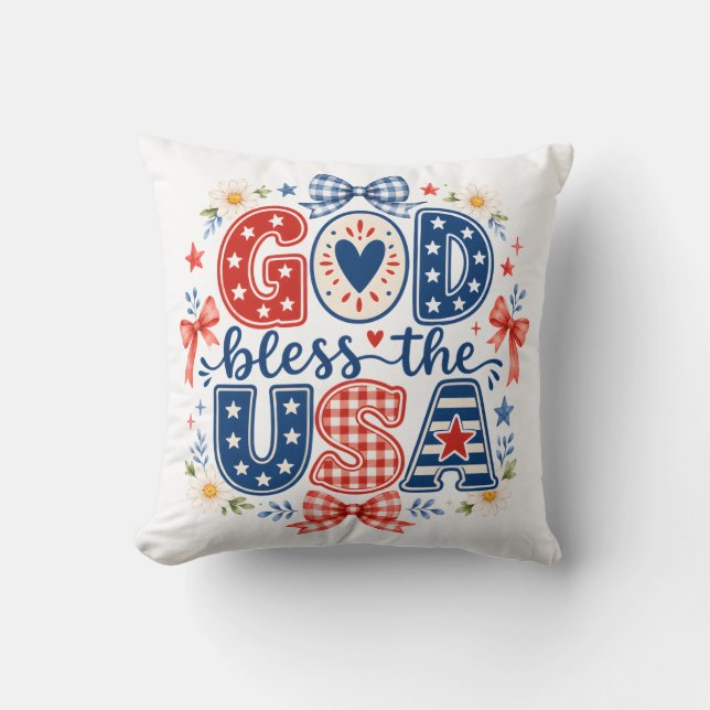 Gud välsigne USA Kudde (Framsida)