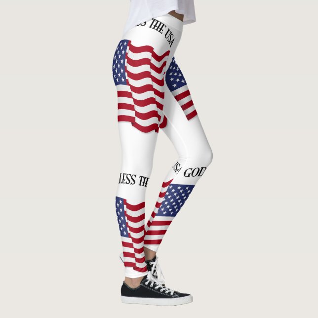 Gud välsigne USA med flagga Leggings (Höger)