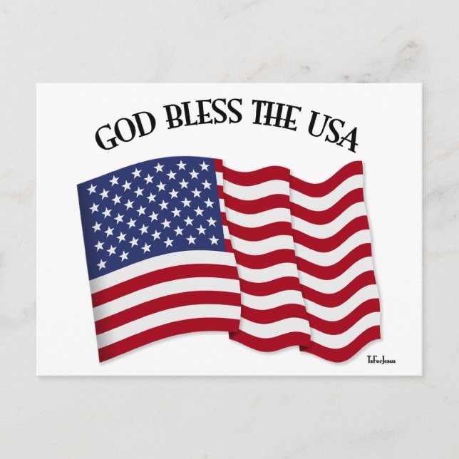 GUD VÄLSIGNE USA med USA-flagga Vykort (Framsida)