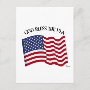 GUD VÄLSIGNE USA med USA-flagga Vykort