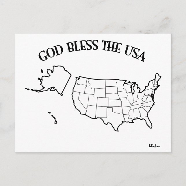 GUD VÄLSIGNE USA med USA-kontur Vykort (Framsida)