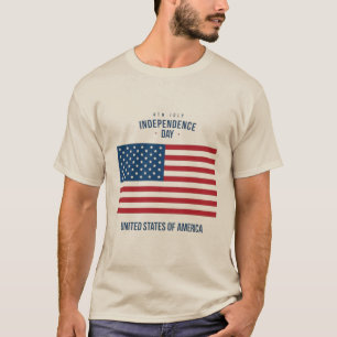 "Gud Välsigne USA" Patriotisk Flagg T-Shirt