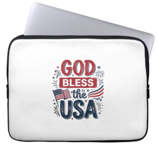 Gud välsigne USA Vintage Patriotisk Tro Skjorta De Laptop Fodral