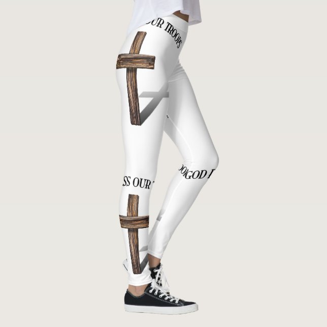 Gud Välsigne Våra Trupper Med Kors Leggings (Höger)