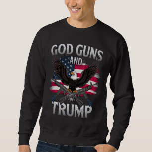Gud Vapen Och Trump Örn Amerikansk Flagga Vintage Lång Ärmad Tröja