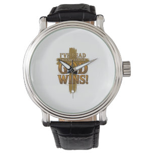 Gud Vinner Kristet Vintage Kors Typografi T-Shirt_ Armbandsur