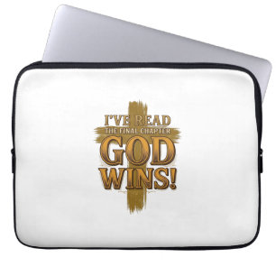 Gud Vinner Kristet Vintage Kors Typografi T-Shirt_ Laptop Fodral