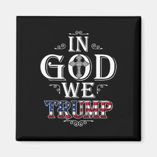 Gud We Trump 2024 American Flagga Patriotic Christ Magnet