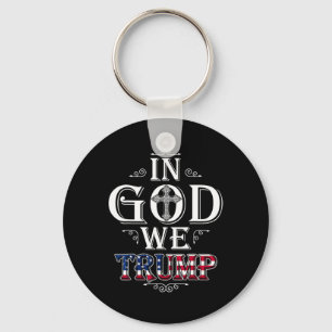Gud We Trump 2024 American Flagga Patriotic Christ Nyckelring