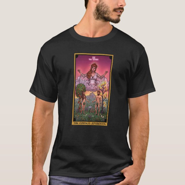 Gudarna Aphrodite the Tarot Card Pagan Witch T Shirt (Framsida)