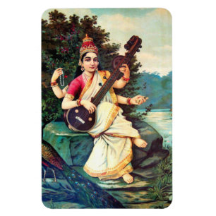 Gudarna Saraswati av Raja Ravi Varma Magnet