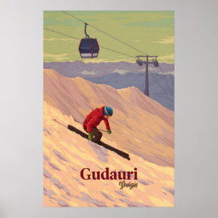Gudauri Georgien Skidort Resa Affisch