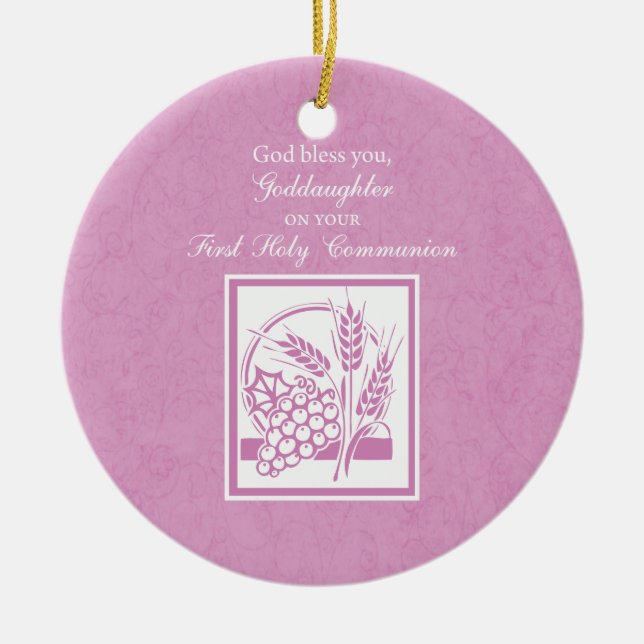 Guddotter första kommunion, Rosa Julgransprydnad Keramik (Framsidan)