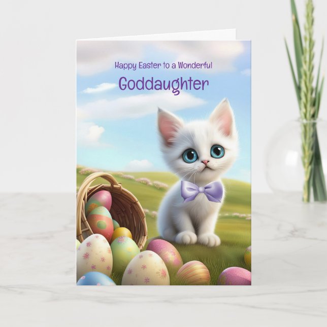 Guddotter Glad påsk med sött litet kattunge  Kort (Framsida)