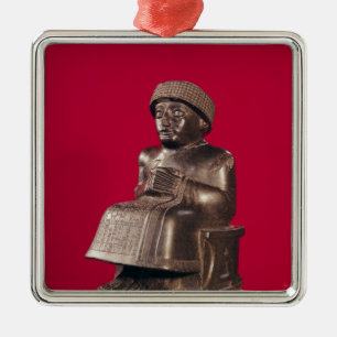 Gudea Prince av Lagash som är hängiven till Julgransprydnad Metall