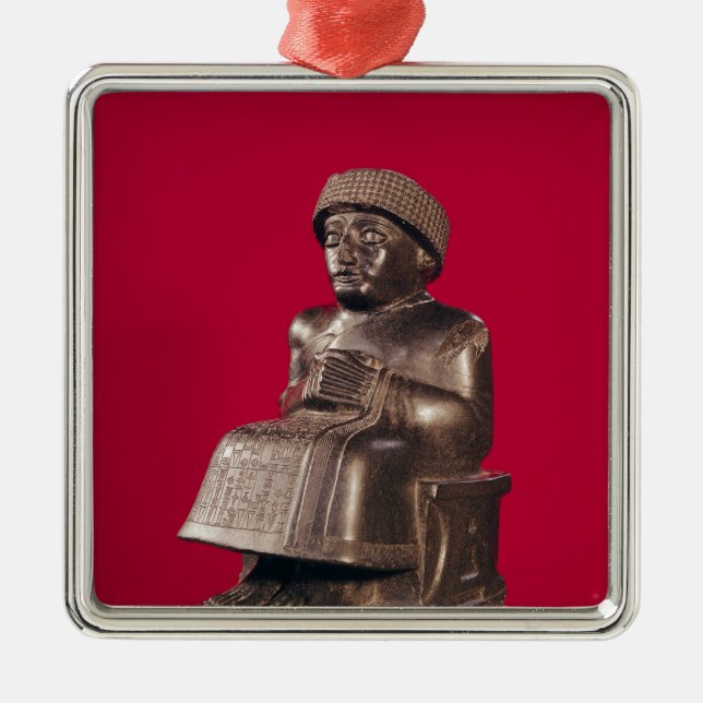 Gudea Prince av Lagash som är hängiven till Julgransprydnad Metall (Framsidan)