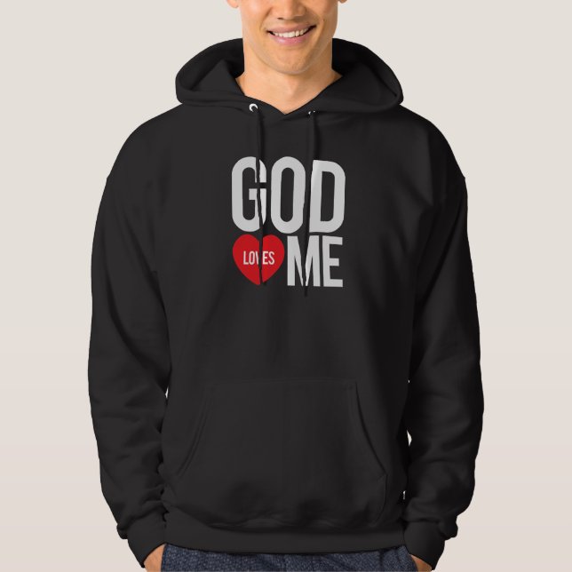 Guden älskar mig sweatshirt med luva (Framsida)