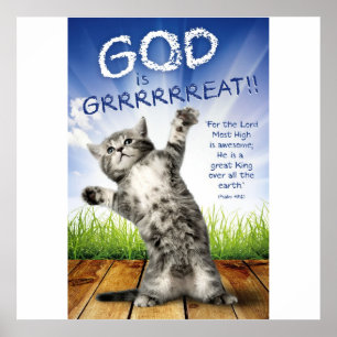 GUDEN ÄR GRRRRREAT! - Kristen poster för barn