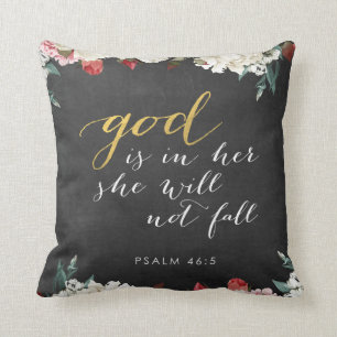 Guden är i henne, Psalm 46 5 - Monogramdekorativ Kudde