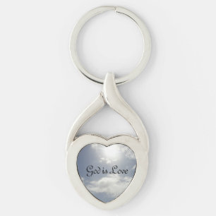 Guden är kärlek twisted heart silverfärgad nyckelring