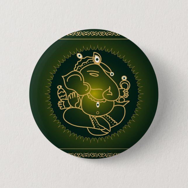 Guden Ganesha på grönt - knäppas Knapp (Framsida)