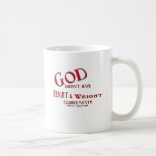 Guden har inte höjd och väger krav kaffemugg