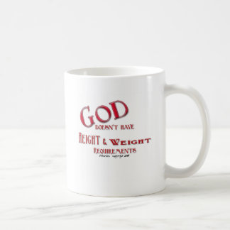 Guden har inte höjd och väger krav kaffemugg