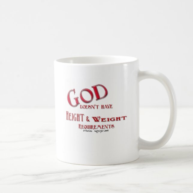Guden har inte höjd och väger krav kaffemugg (Höger)
